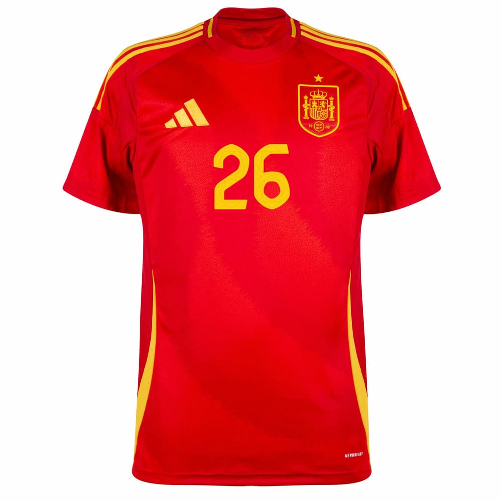 Maillot domicile Espagne Euro 2024 porté par Cubarsi, parfait pour un style moderne et dynamique