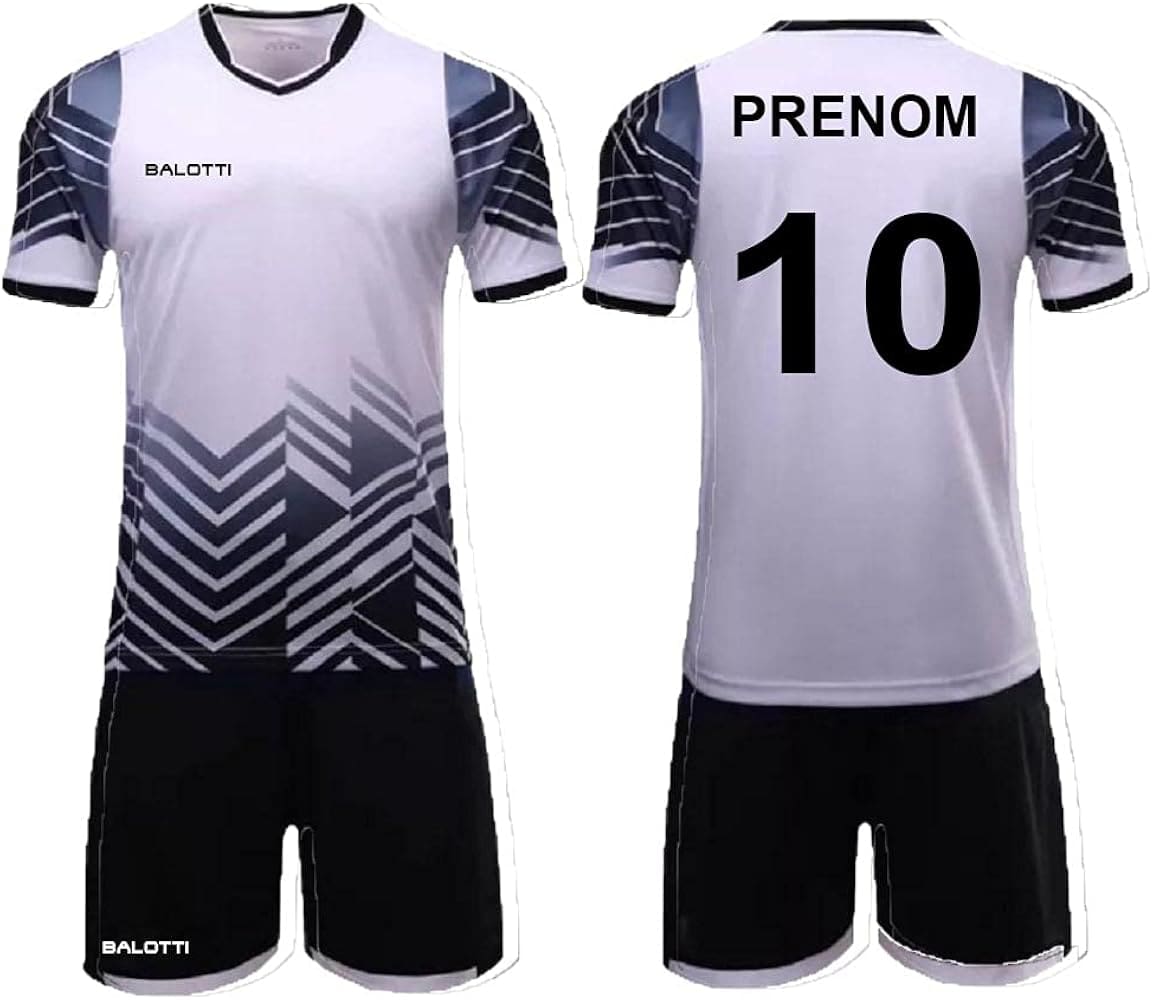 Maillot et short de foot personnalisé avec prénom et numéro pour enfant